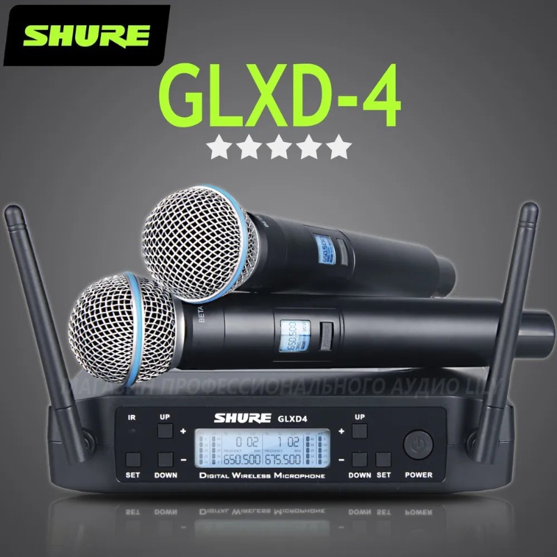 Ribbon Microphone - ชูร์ GLXD4 BETA 58A ระบบไมโครโฟนไร้สายระดับมืออาชีพ ความถี่สูง