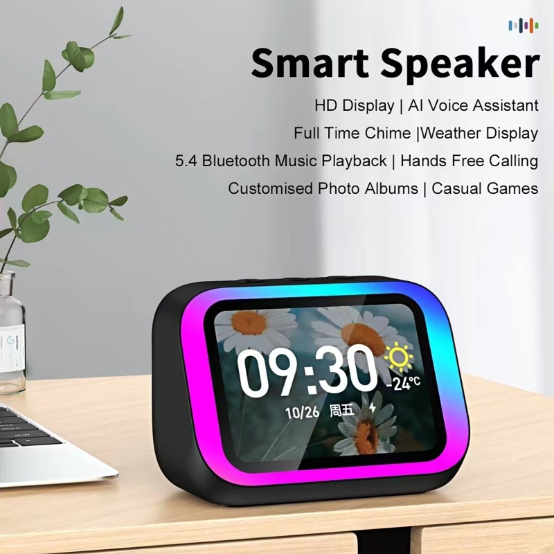 Full Range Speaker - ลำโพงบลูทูธพร้อมผู้ช่วยเสียง AI ไฟ RGB นาฬิกาปลุก หน้าจอ