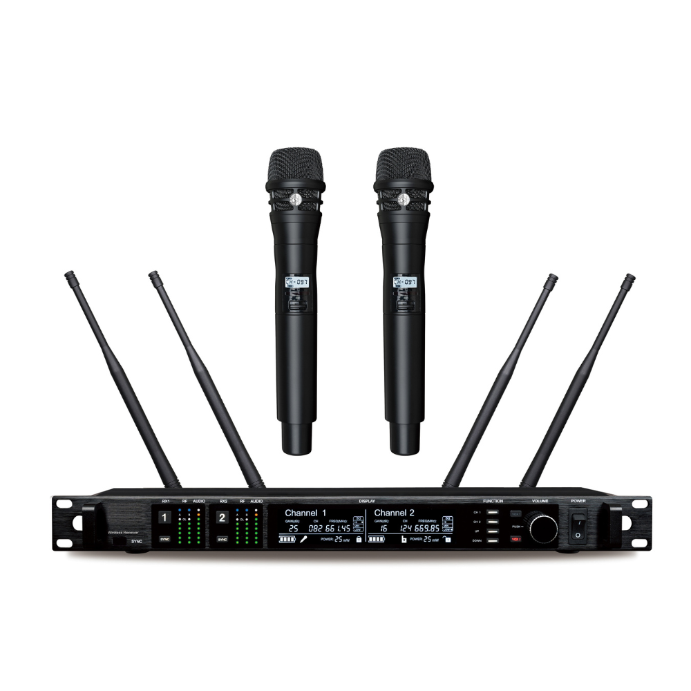Ribbon Microphone - ไมโครโฟนไร้สายดิจิตอลระดับมืออาชีพ AD4D 2 ช่องสัญญาณ UHF แบบ