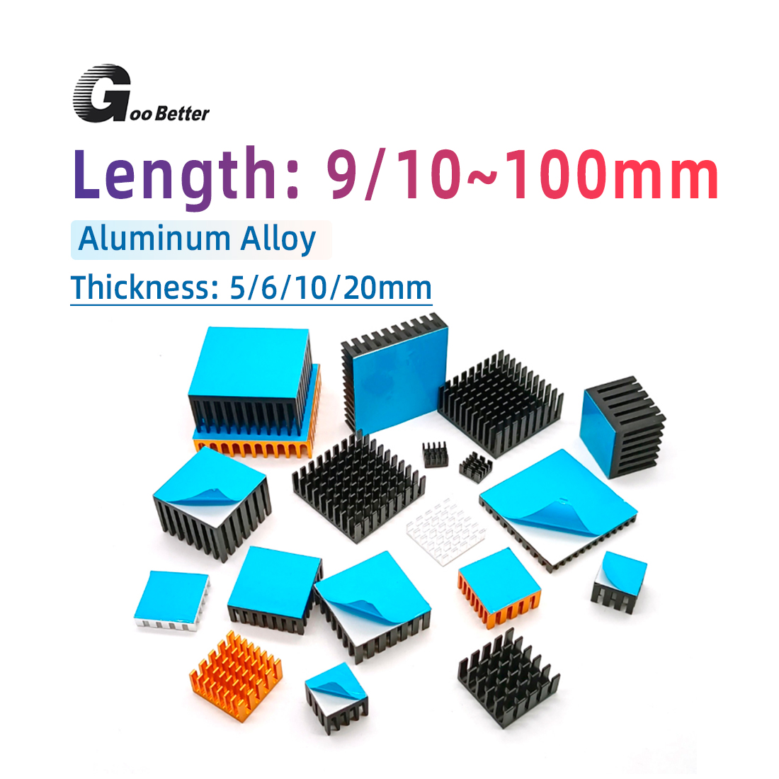 Heatsink Aluminum - ฮีทซิงค์อะลูมิเนียม แผ่นระบายความร้อนสำหรับชิปอิเล็กทรอนิกส์ พร้อมเทปนำความร้อน