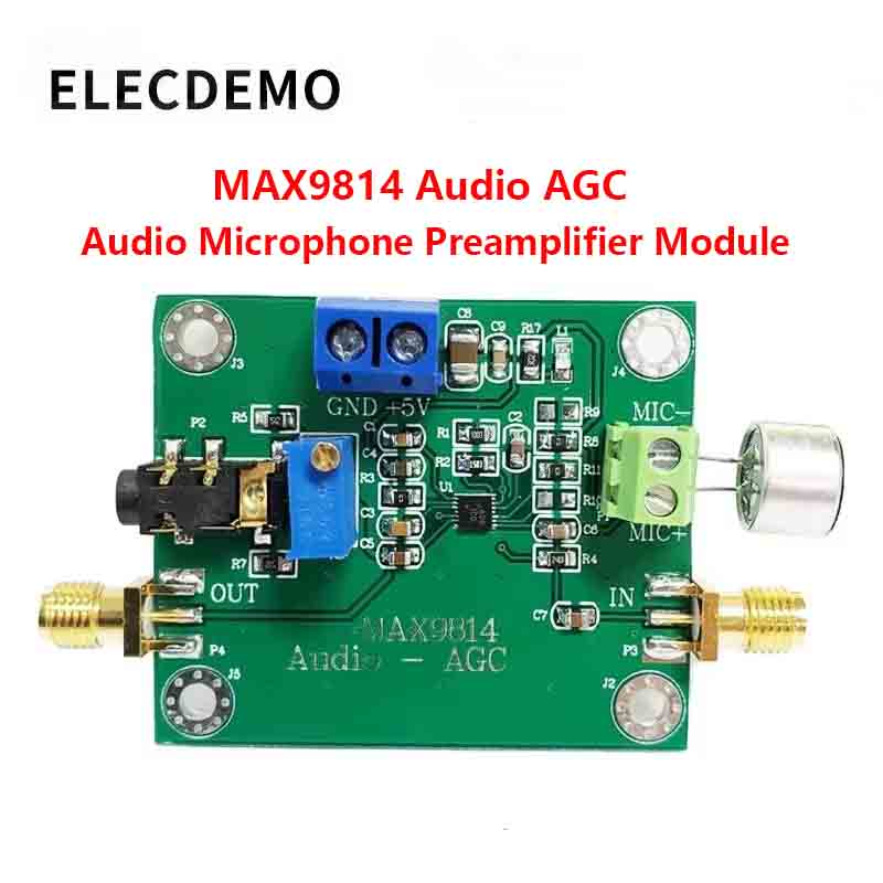 Audio Amplifier Board - โมดูลแอมพลิฟายเออร์ AGC สำหรับไมโครโฟนอิเล็กเตรต, บอร์ดปรีแอมป์ควบคุมระดับเสียงอัตโนมัติ, แรงดันไฟ 3.3V-5V,