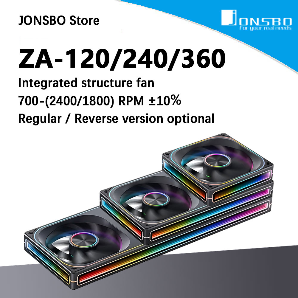 Heatsink Aluminum - JONSBO ZA-120/240/360 ARGB 12/24/36 ซม.พัดลมแชสซีเมนบอร์ดการซิงโครไนซ์แสง/ป้ายอลูมิเนียม/PWM พัดลม