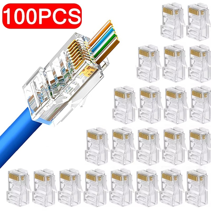 Rj45 Jack - 100 ชิ้น ขั้วต่อเครือข่าย RJ45 Cat6 Cat5e